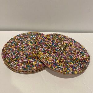 Set of 4 Handmade Boho Beaded Coasters